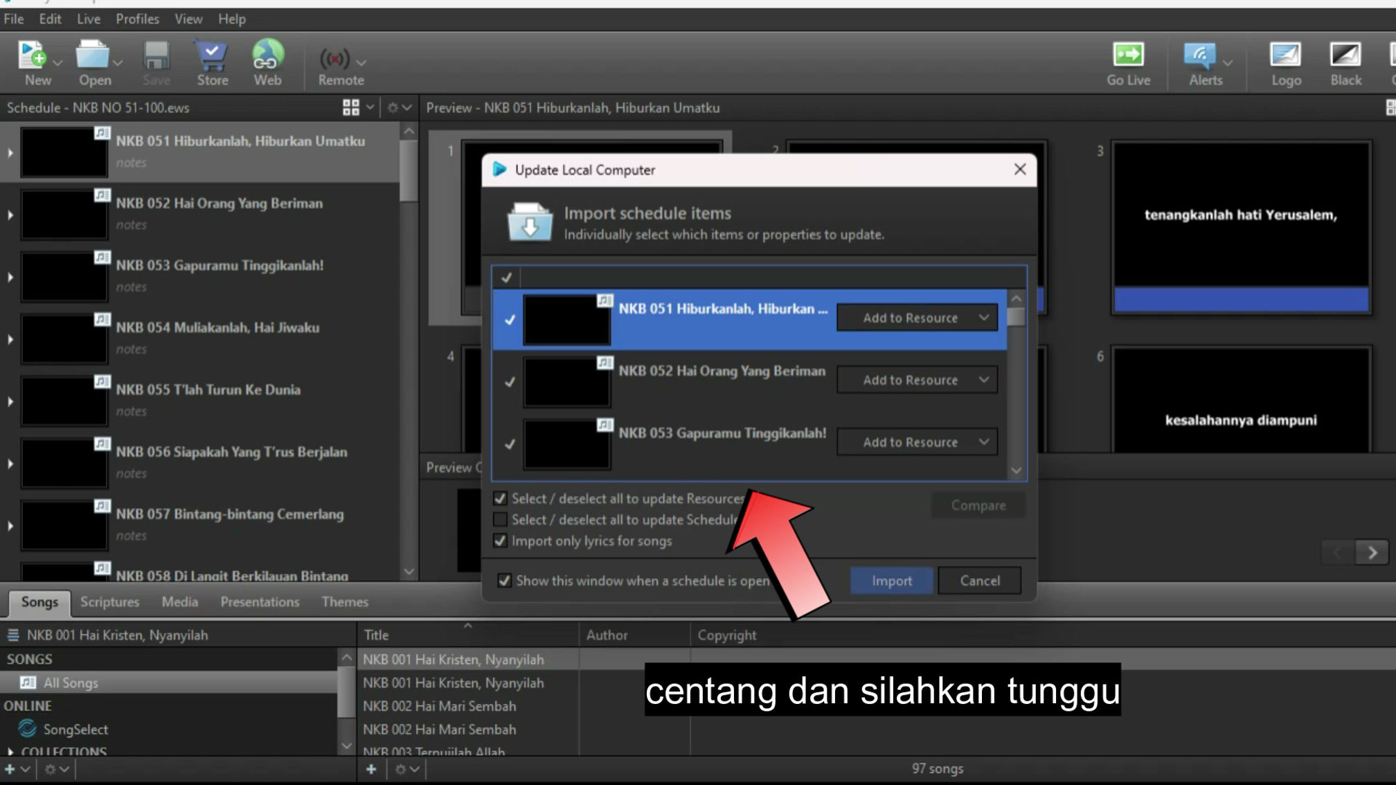 cara input database easyworship 2009 ke easyworship 6 dan 7